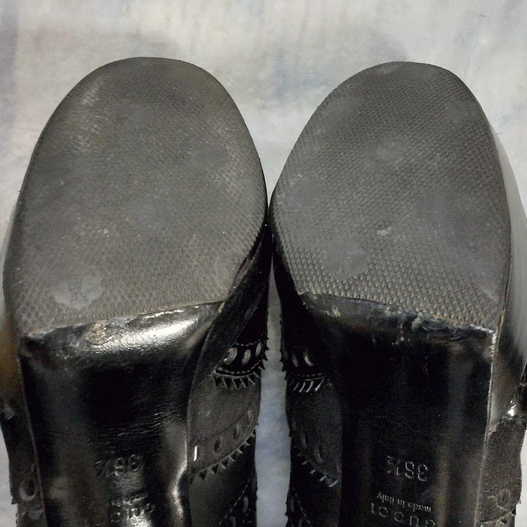 GUCCI メダリオン サイドゴアブーツ レザーハイヒール ブラック レディース GUCCI メダリオン サイドゴアブーツ レザーハイヒール ブラック レディース