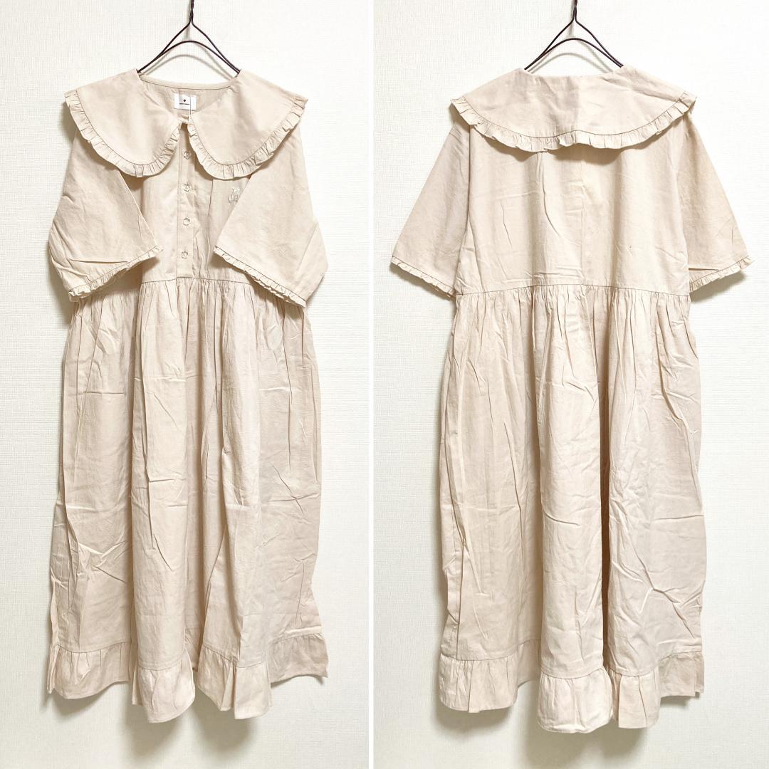 merry jenny 新品 アイボリー フリルカラーシャツワンピース