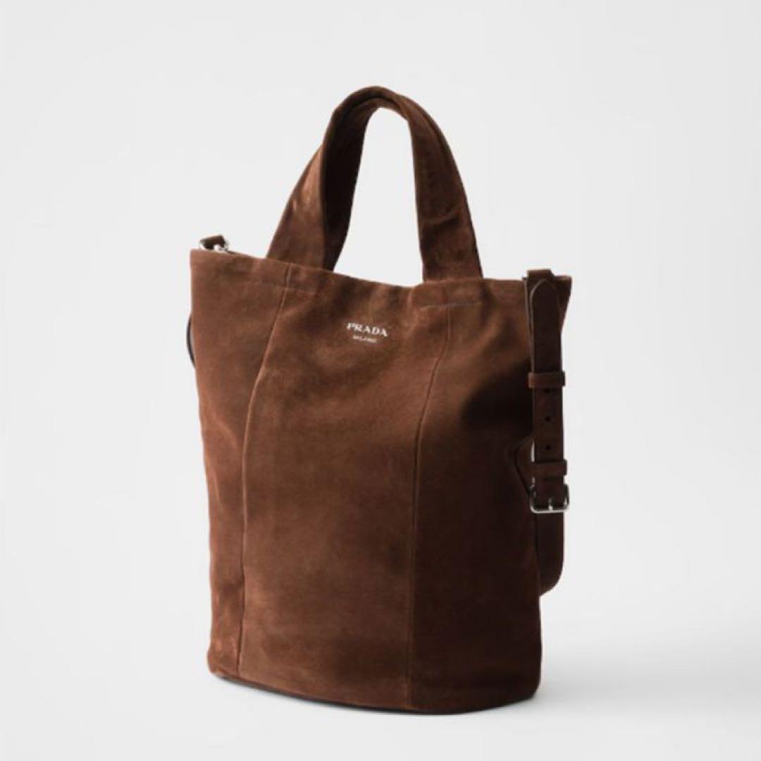 PRADA ブラウン スエード トートバッグ