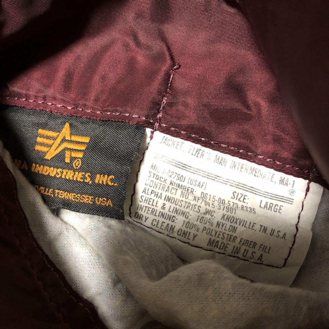 USA米国製　アルファ　MA-1 ボルドー　Lサイズ