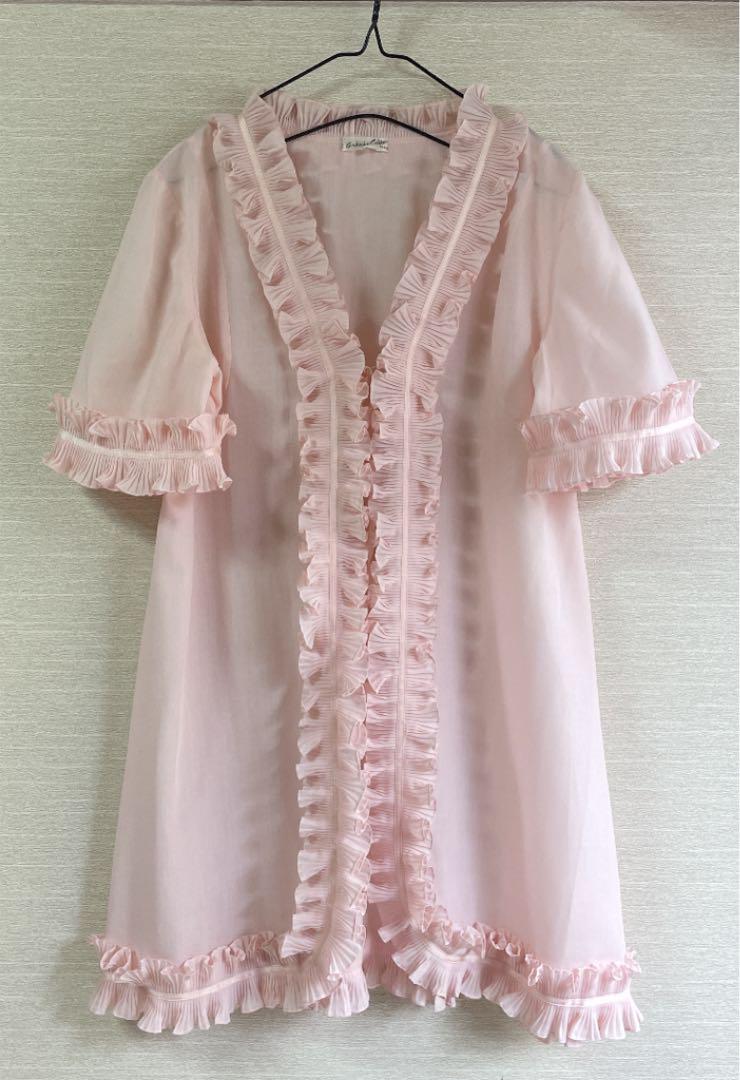 vintage フリルレースライトガウン　ヴィンテージ　フランス製