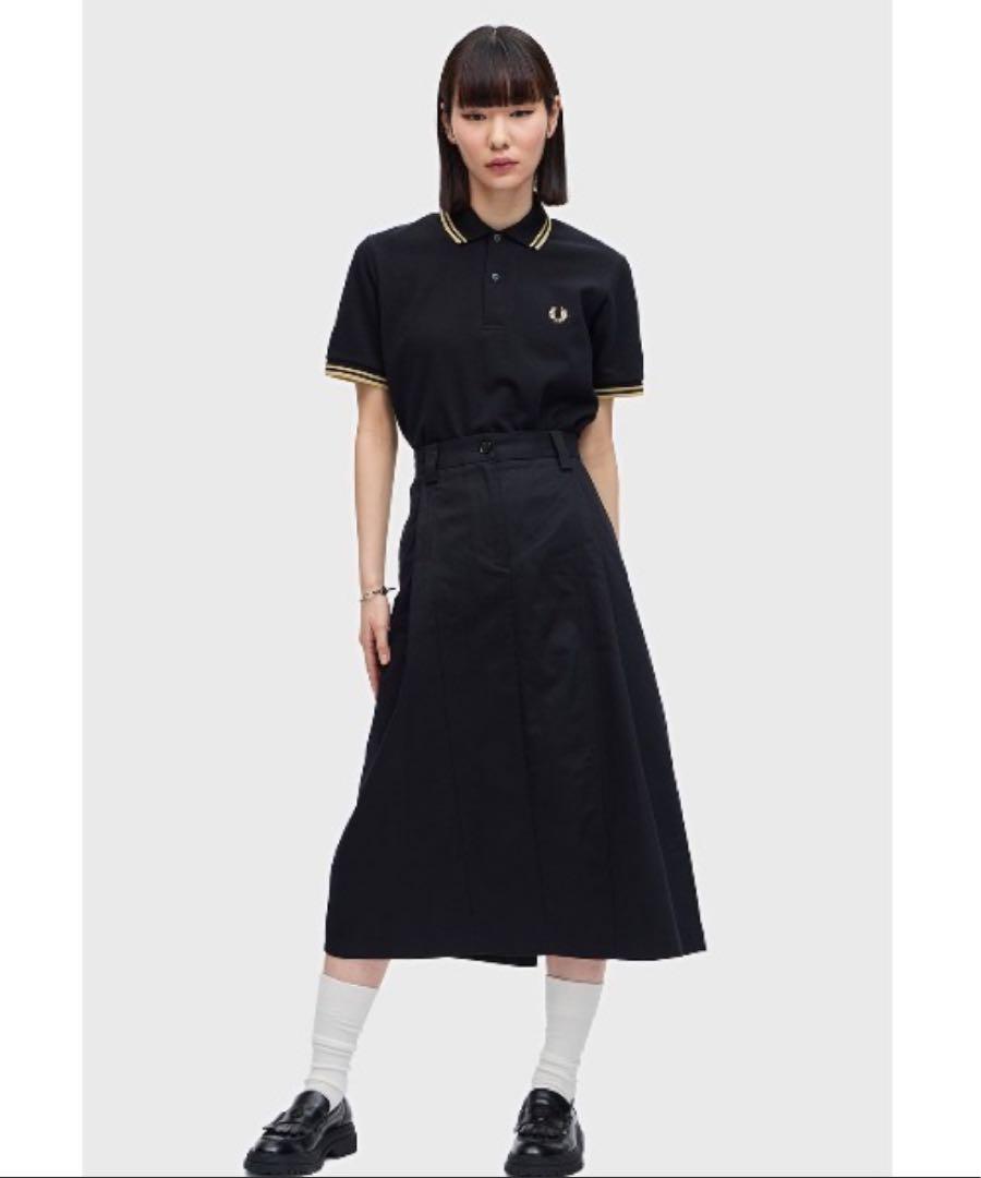 【美品】 フレッドペリー ポロシャツ 鹿の子 黒 金 40 レディース 半袖