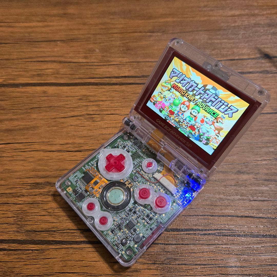 スケルトンレッド　ゲームボーイアドバンスSP　IPS液晶、タイプC