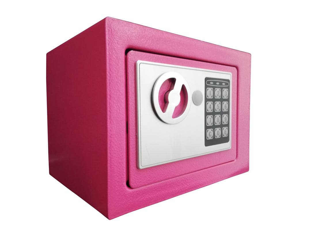 新品 送料無料 電子金庫 小型 金庫 店舗 事務所 家庭用金庫　ピンク