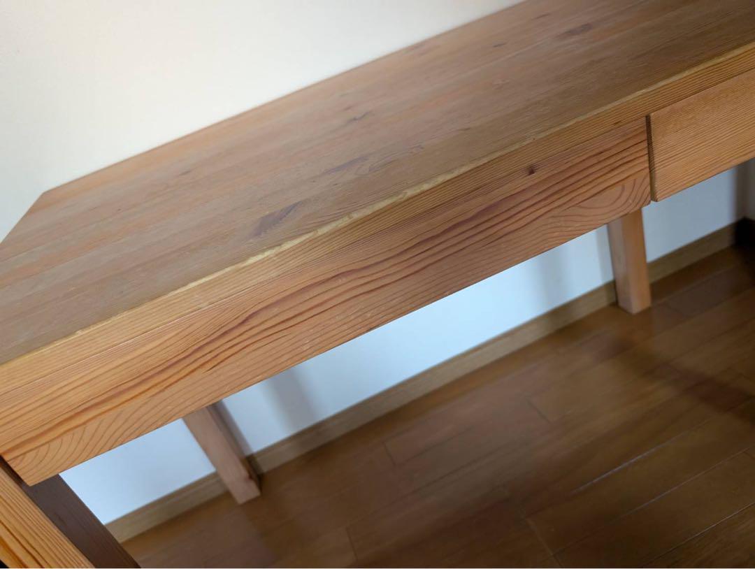 ■送料込■無印良品 MUJI 木製デスク パイン材 引き出し付 学習机事務