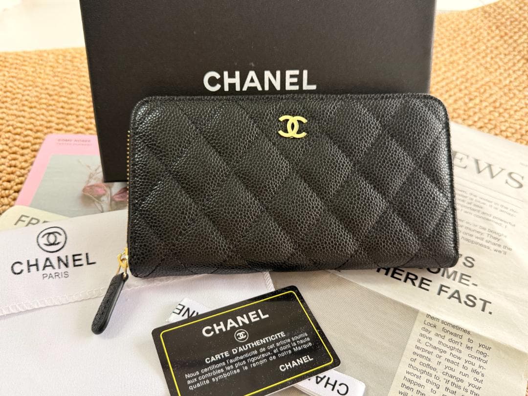 CHANEL ブラックレザー 長財布