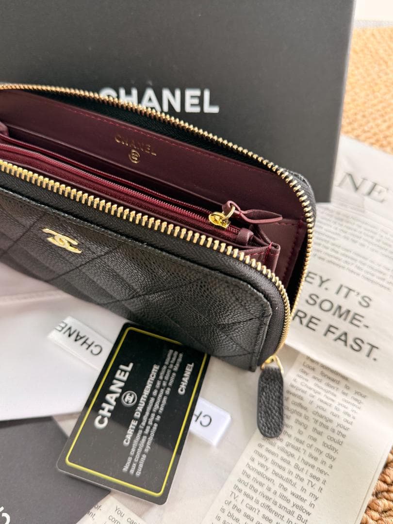 CHANEL ブラックレザー 長財布