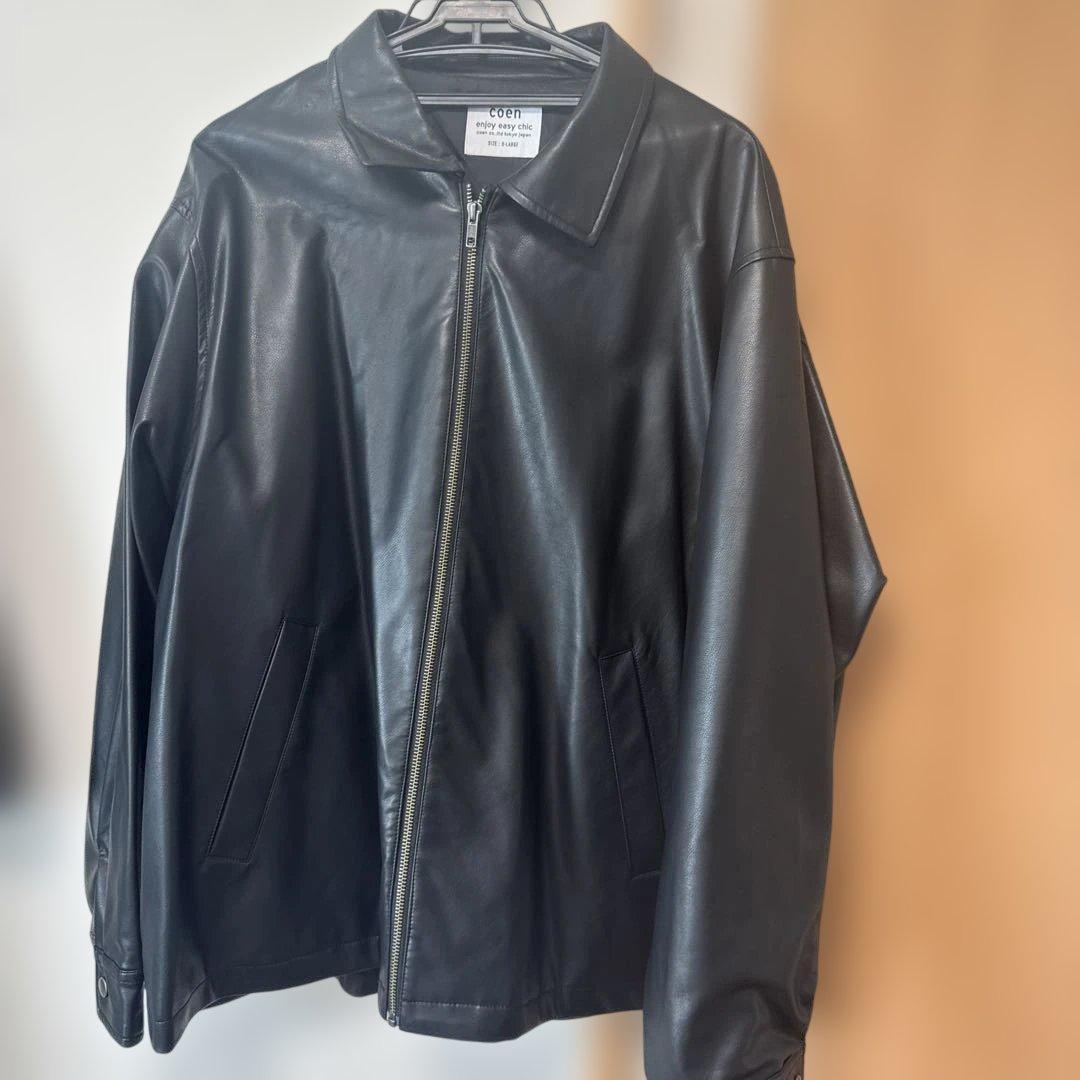 coen メルトンリアルレザースタジャン XL ブラック coen メルトンリアルレザースタジャン XL ブラック 旬のこなれ