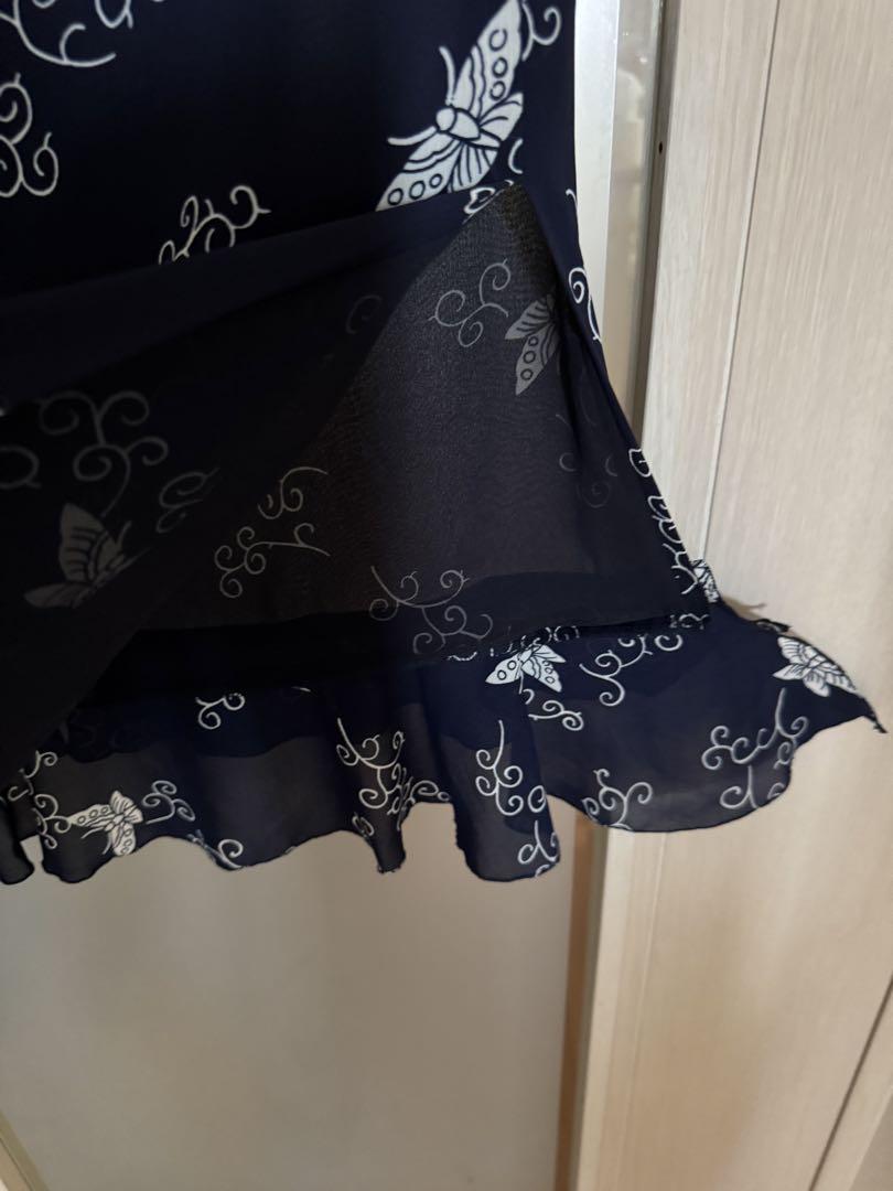 HANAEMORI ネイビー 花柄 タイト ロングスカート HANAEMORI ネイビー 花柄 タイト ロングスカート - メルカリ