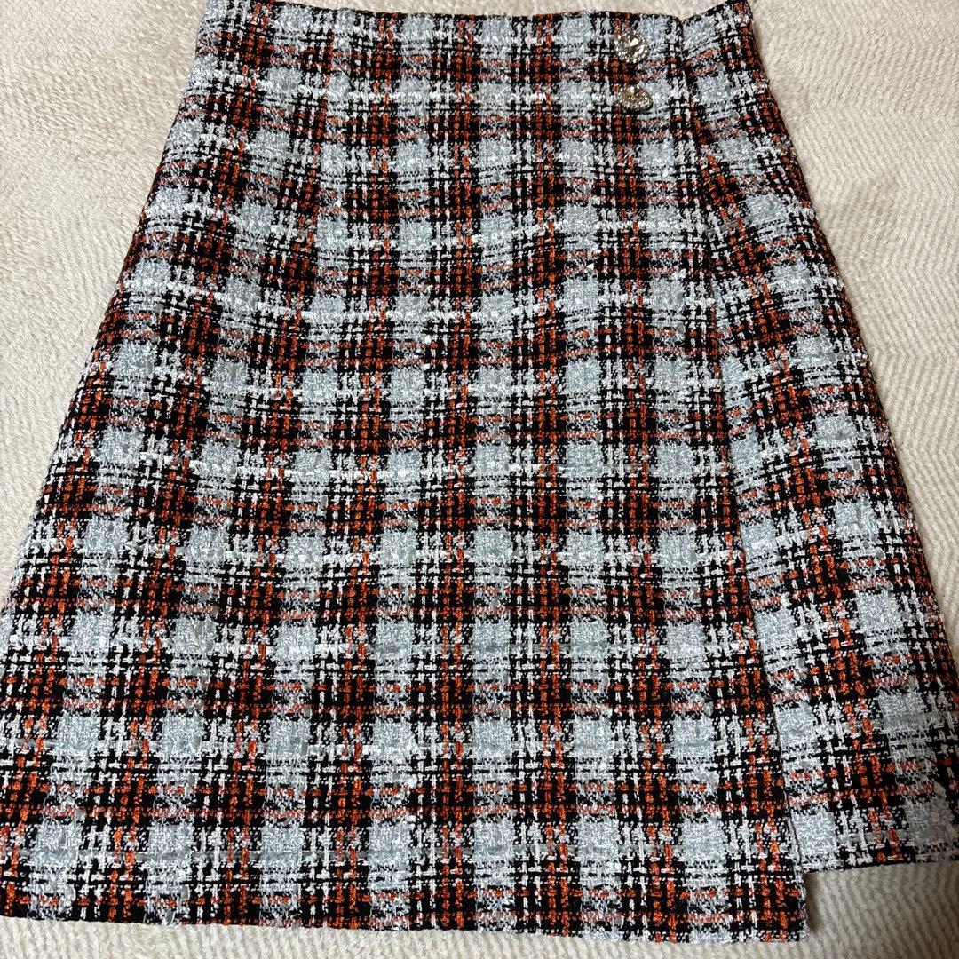 JILL by JILLSTUART ツィードチェックビジュー釦ミニスカートM・JILL by JILLSTUART