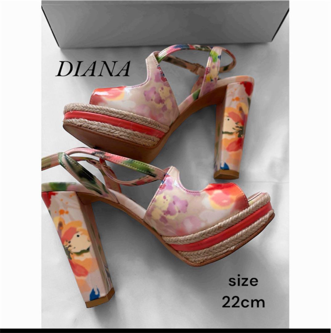 DIANA フローラルサンダル 22cm