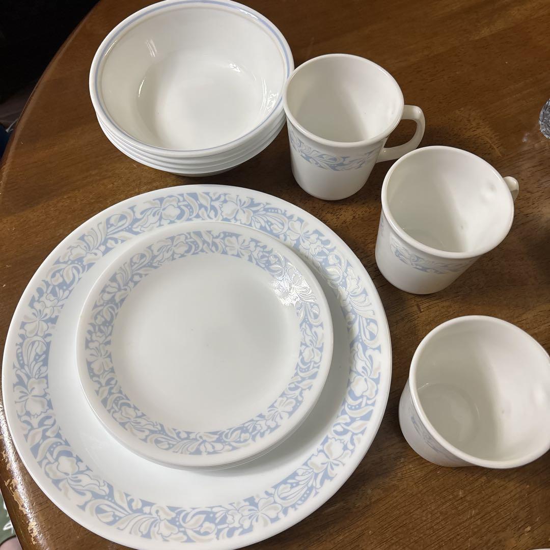 食器セット Corelle コレール オールドコレール USA 15枚 青い花柄食器