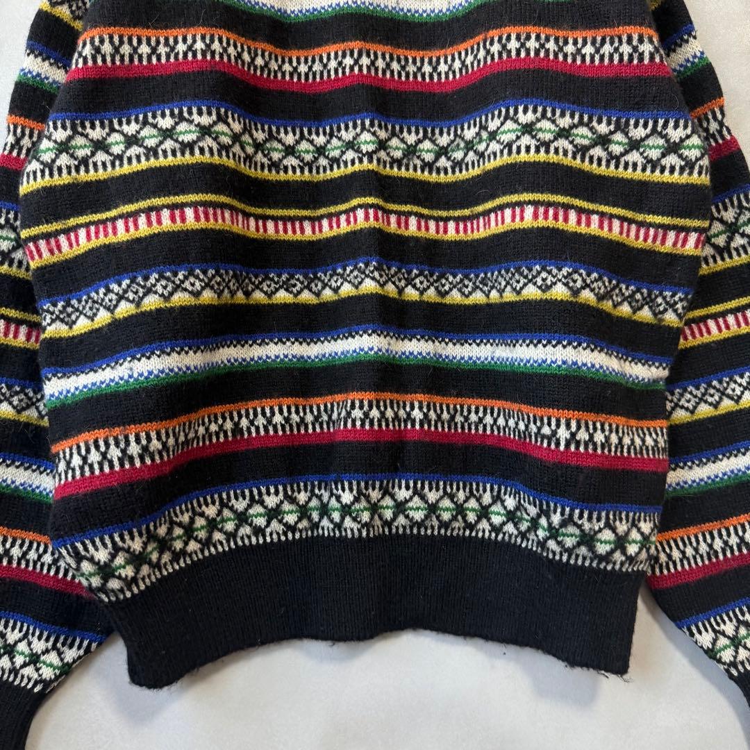 マルチボーダーハーフジップセーター