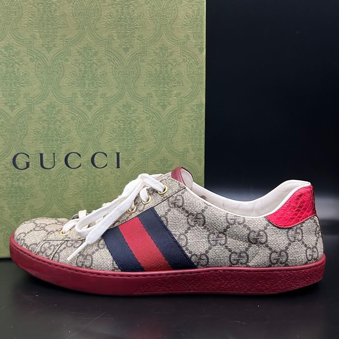 グッチ GGスプリーム ローカットスニーカー エース PVC ベージュ26.5cm GUCCI