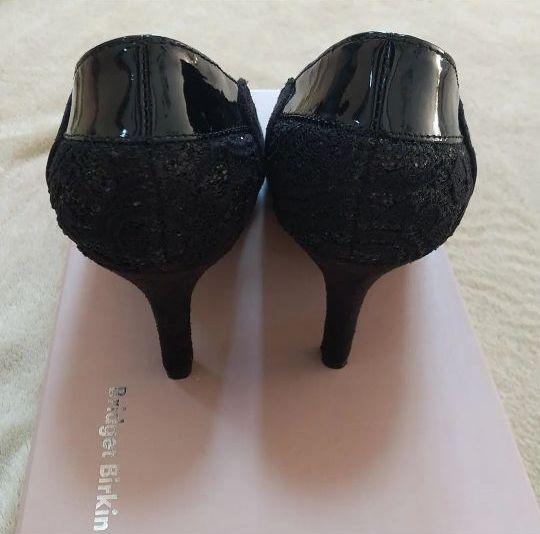 エナメルな☝ 美品 切替 黒パンプス ヒール Cy9TU-m89158259681 BridgetBirkin グリッター レース パーティー