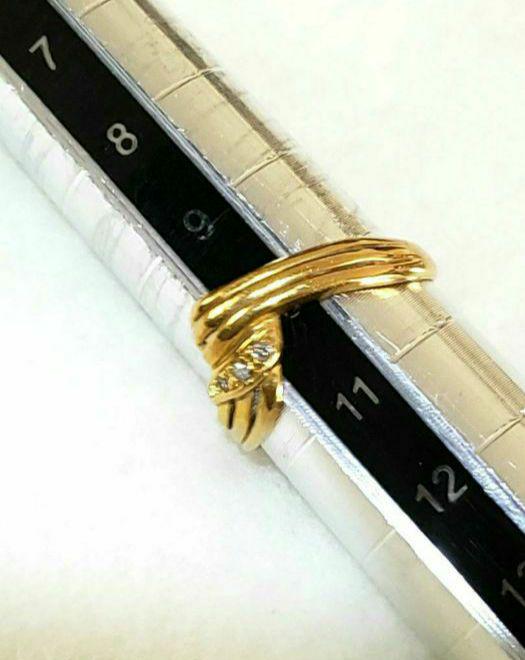 《特別破格値》K18 ウェーブデザインリング　ダイヤモンド0.03ct