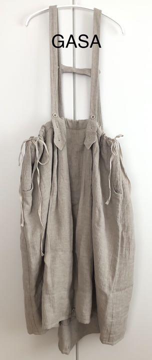 GASA リネン サスペンダー スカート