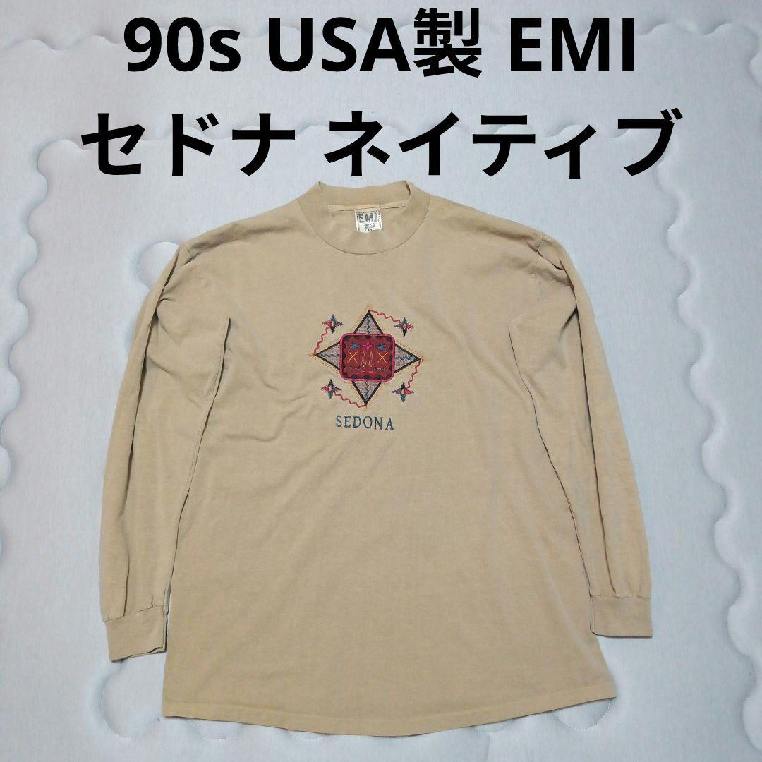 USA製 90s EMI sedona セドナ 刺繍 ロングスリーブ Tシャツ