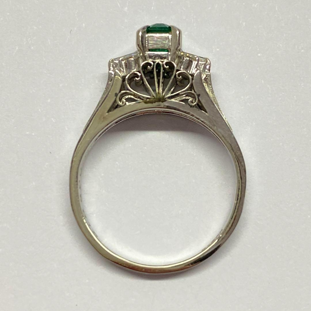 Pt900 天然エメラルドリング E0.39ct サイズ9.8号 ダイヤモンド