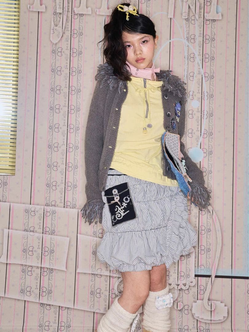 eyeellike25AW カジュアルストライプひざ丈スカートS