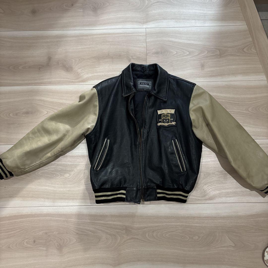 80s90s 短丈レザースタジャン　USA製