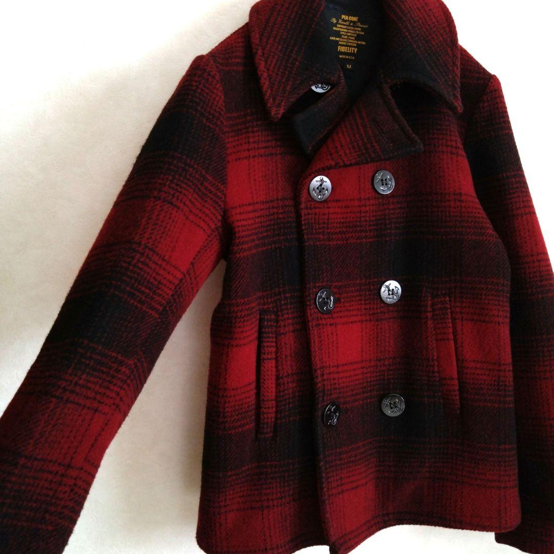 【FIDELITY】USA製　PEA COAT　ピーコート　チェック柄　Ｍサイズ