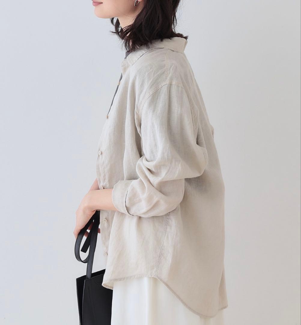 INDIVI フレンチリネン ベーシックシャツ