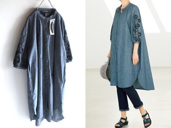 新品タグ付 M&KYOKO 刺繍入り ダンガリーワンピース F ゆったり 新品タグ付 M&KYOKO 刺繍入り ダンガリーワンピース FREE