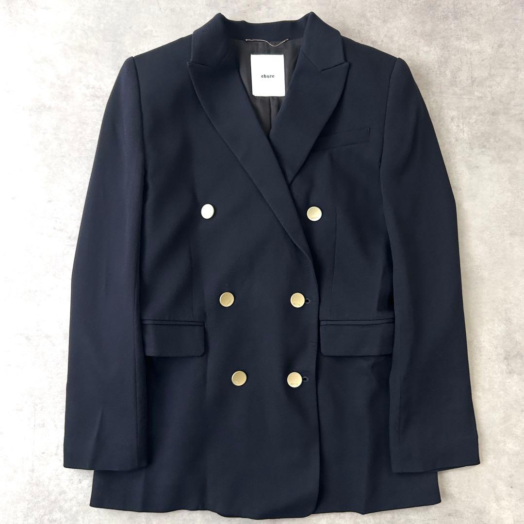 エブール ebure テーラード ジャケット 紺 ネイビー ライトドライウールM・ebure