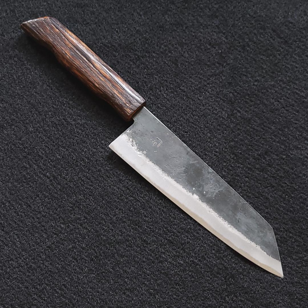 青紙2号 黒打万能包丁 165㎜ G9332 焼栗柄 月光作　一点物