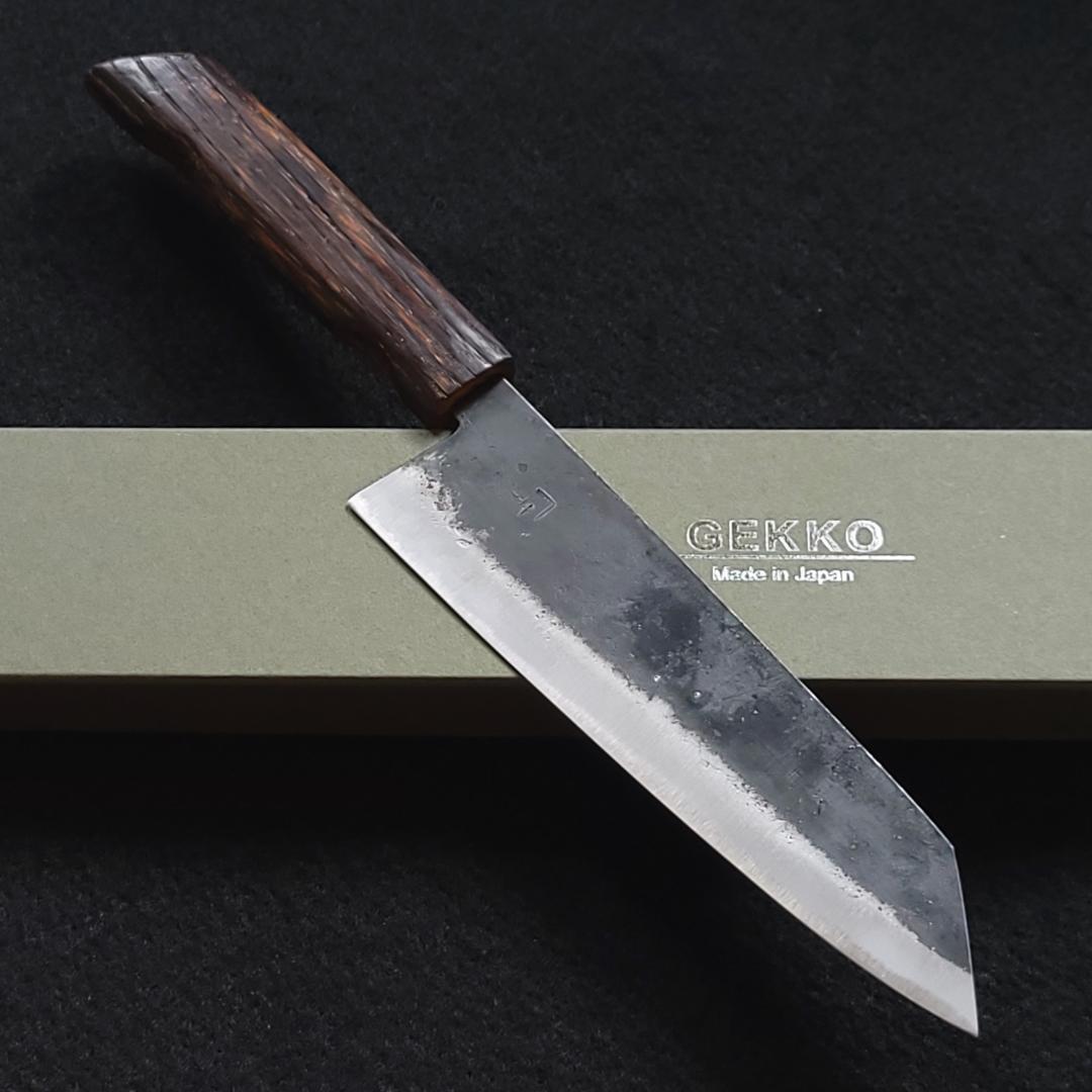 青紙2号 黒打万能包丁 165㎜ G9332 焼栗柄 月光作　一点物
