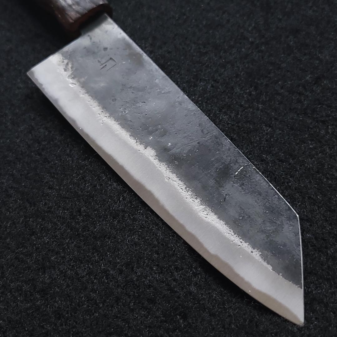 青紙2号 黒打万能包丁 165㎜ G9332 焼栗柄 月光作　一点物