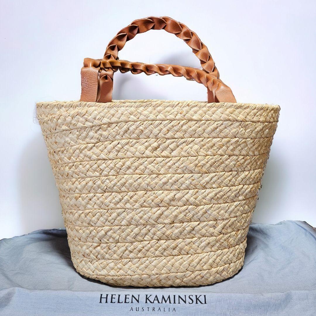 残り1点★美品【ヘレンカミンスキー】天然×レザーかごバッグ A4収納・肩がけok