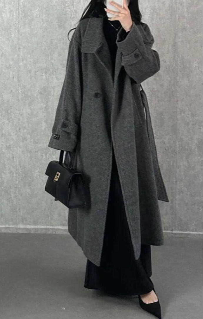 【新品タグ付き】VIS 2WAY毛混シャギーロングコート【静電気防止】Sサイズ