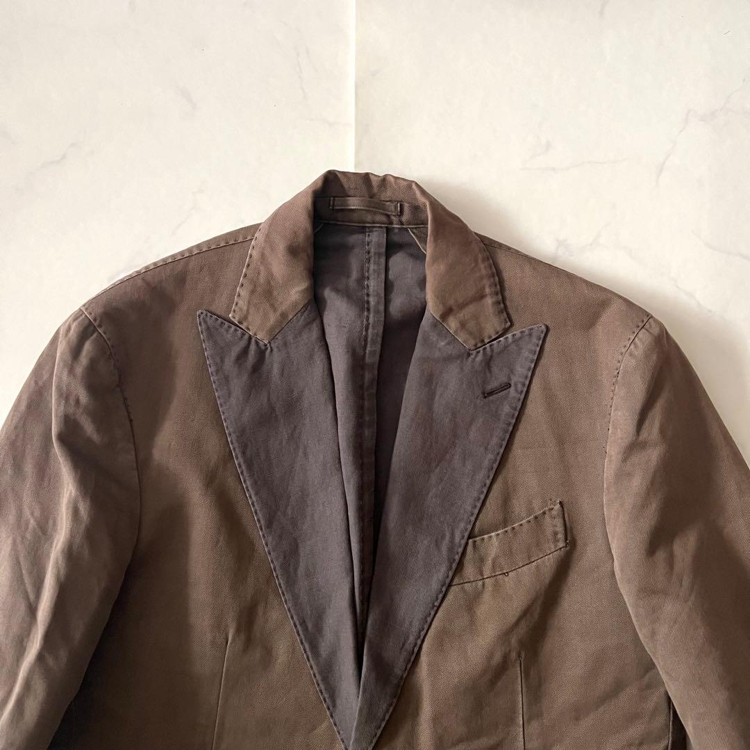 ラルディーニ テーラードジャケット コットン リネン ブラウン 46 M 本切羽
