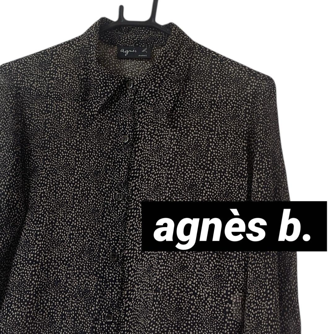 agnès b. アニエスベー シースルー ブラウス ドット柄 総柄 絹
