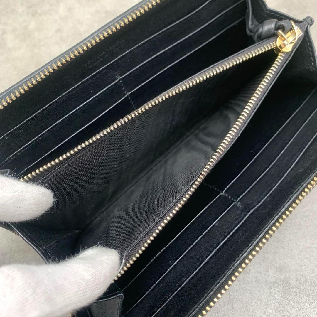 BOTTEGA VENETA ラウンドファスナー 長財布 イントレチャート 黒