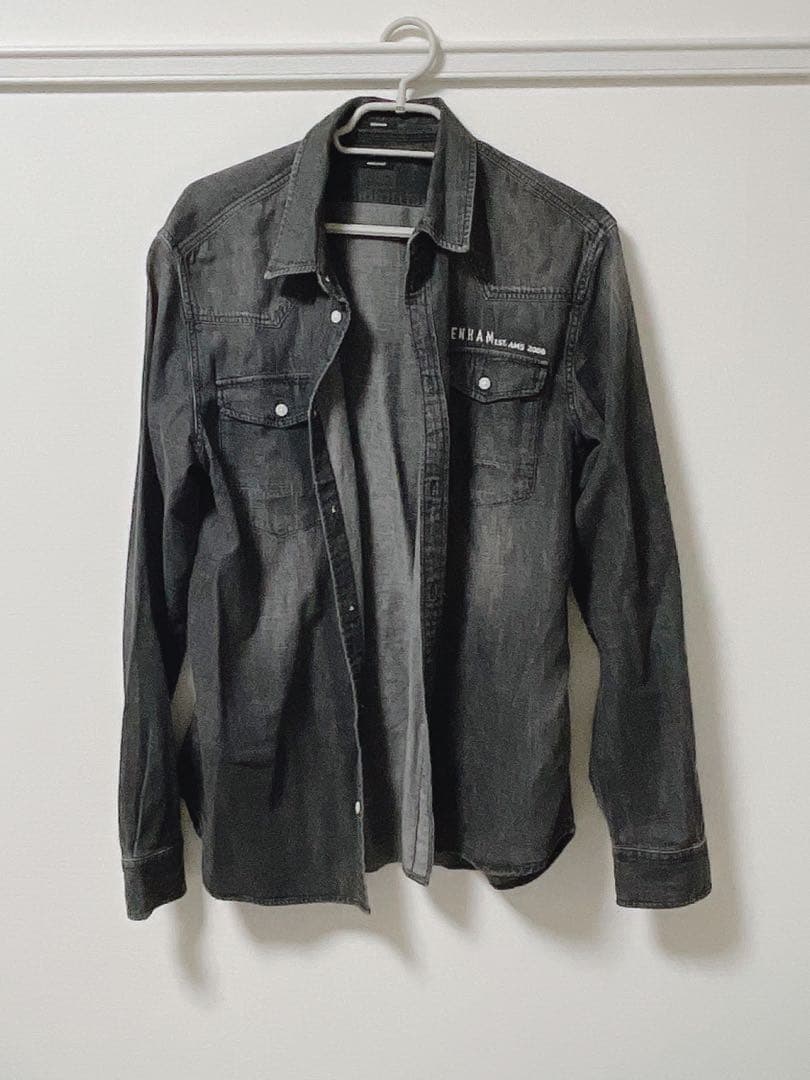 ダークグレー デニム長袖シャツ　DENHAM デンハム