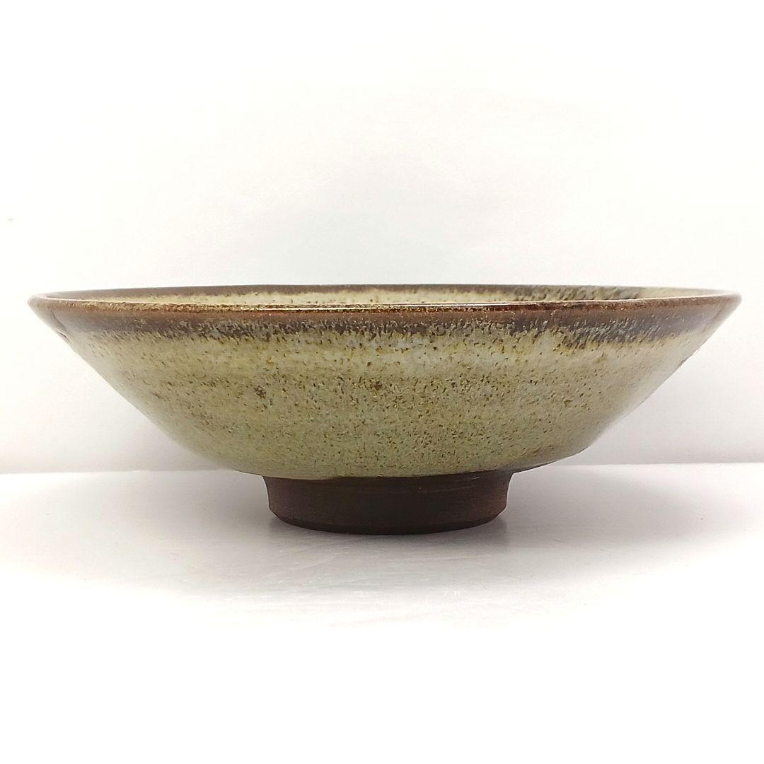 Y784-2 茶道具 宇野徹造 灰被釉 平茶碗 共箱   TT