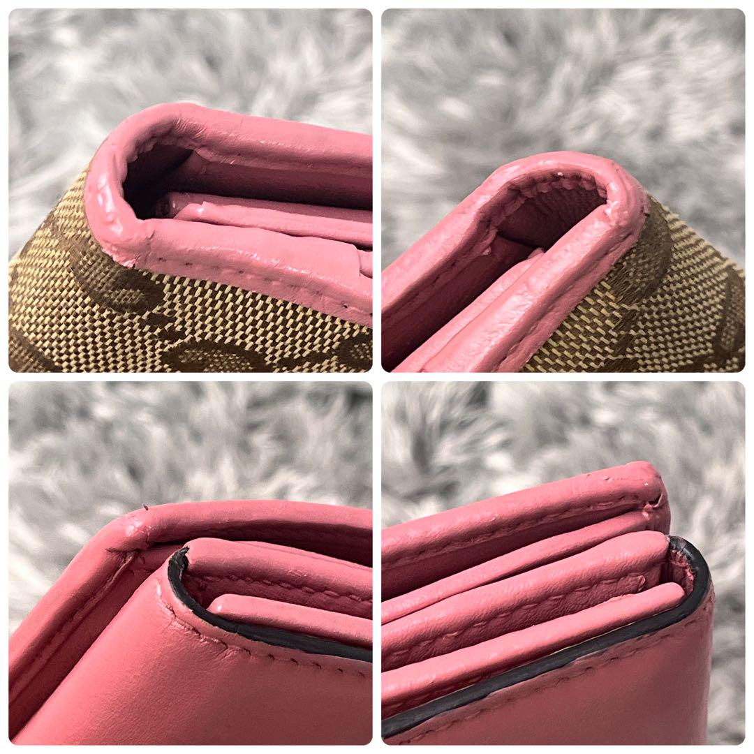 美品✨GUCCI 長財布　Wホック ラブリーハート　GGキャンバス ピンク