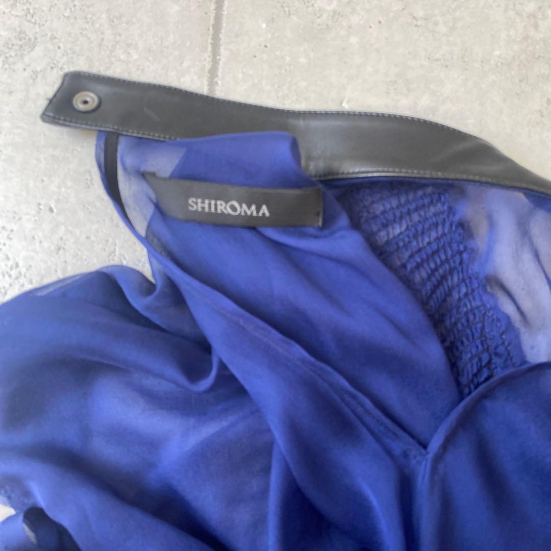 SHIROMA シロマ 日本製シルクシフォンドレス ブルー ¥66,000