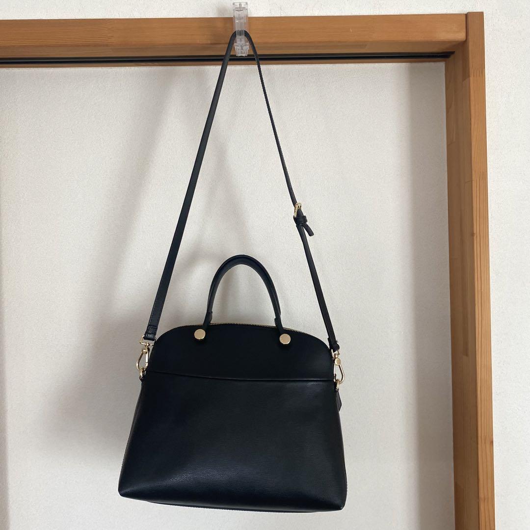 美品FURLAレザー2way パイパーショルダーバッグ ブラック