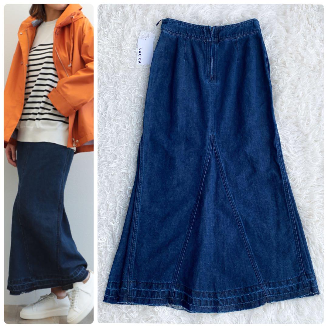 【新品】サクラ ナローライン LINEN COTTON DENIM SKIRT
