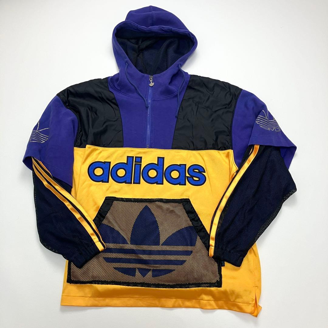 【希少サイズ　90'S】　adidas パーカー　トレフォイル　デサント製　L