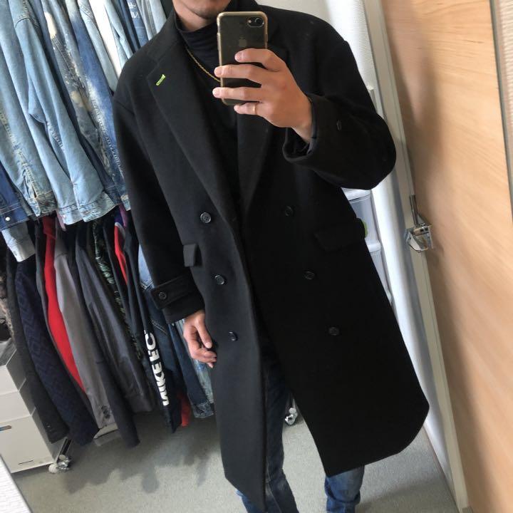 値下げ　リルーム　ウールビッグダブルブレステッドロングコート　S