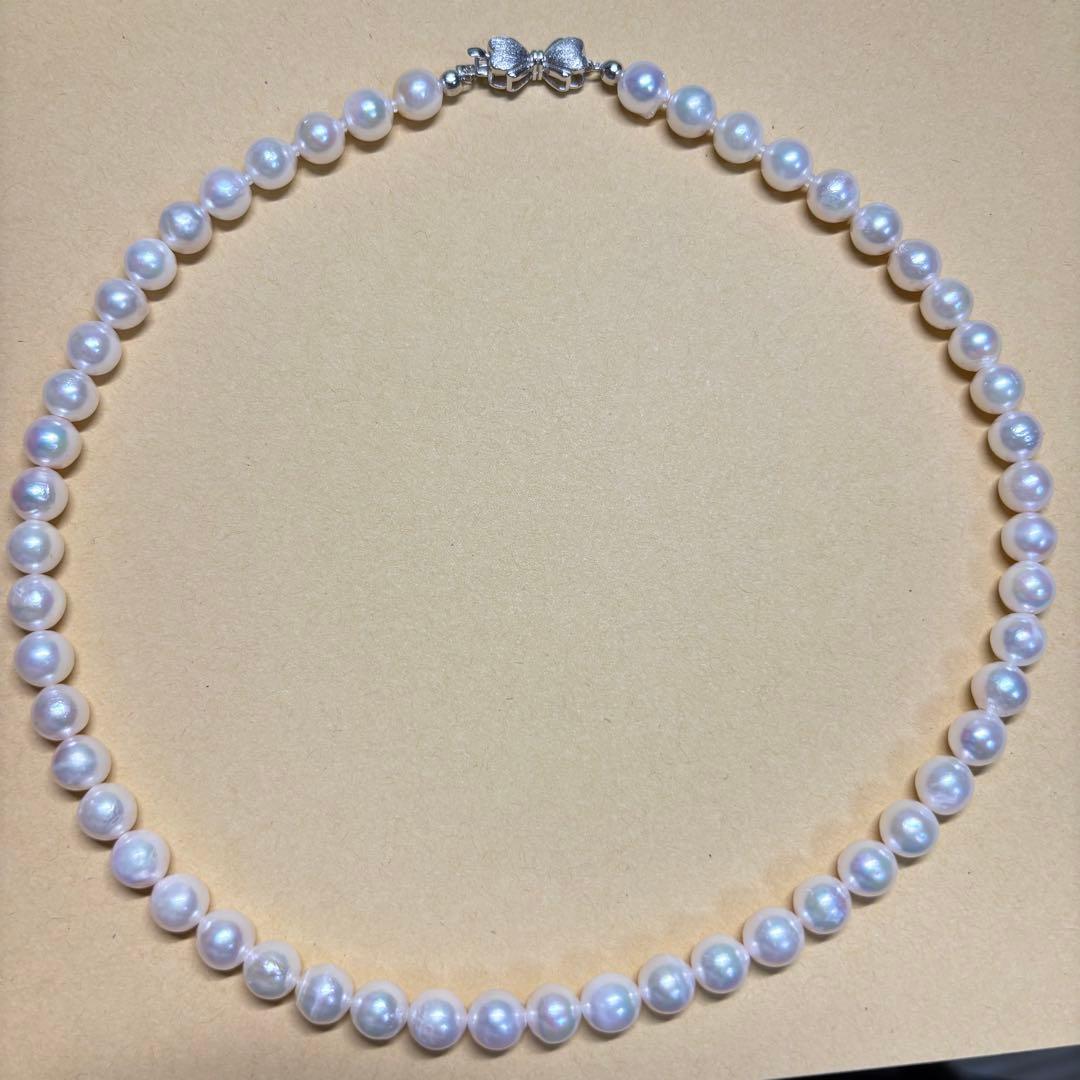 あこやパールネックレス　シルバーリボン