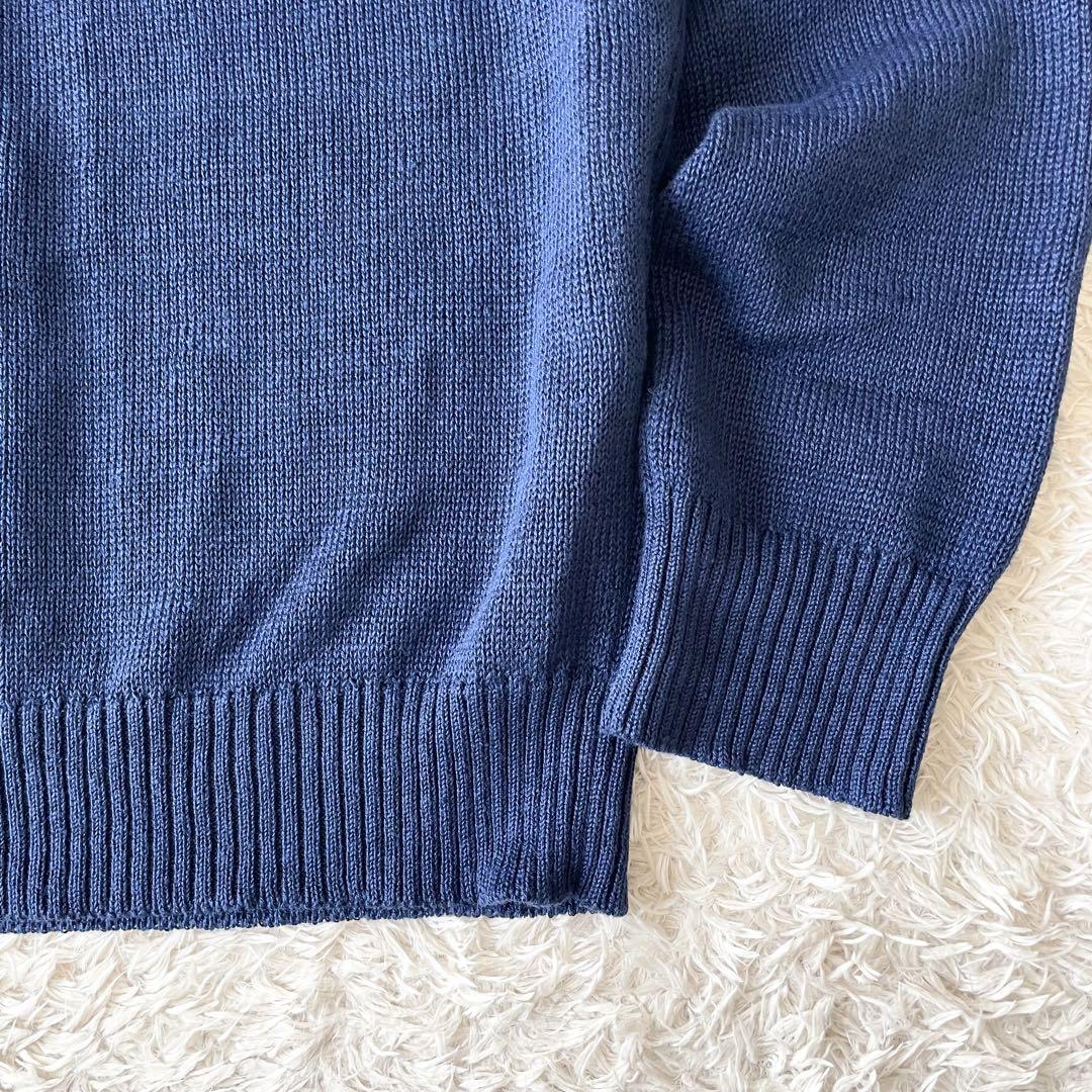 極美品 papas ハーフボタン リネンニット L ブルー