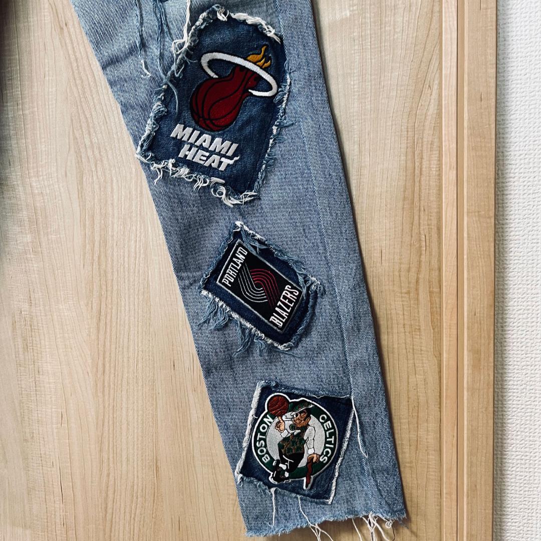 【希少品】ビンテージ リーバイス リメイク 一点物 NBA ジーンズ ジーパン