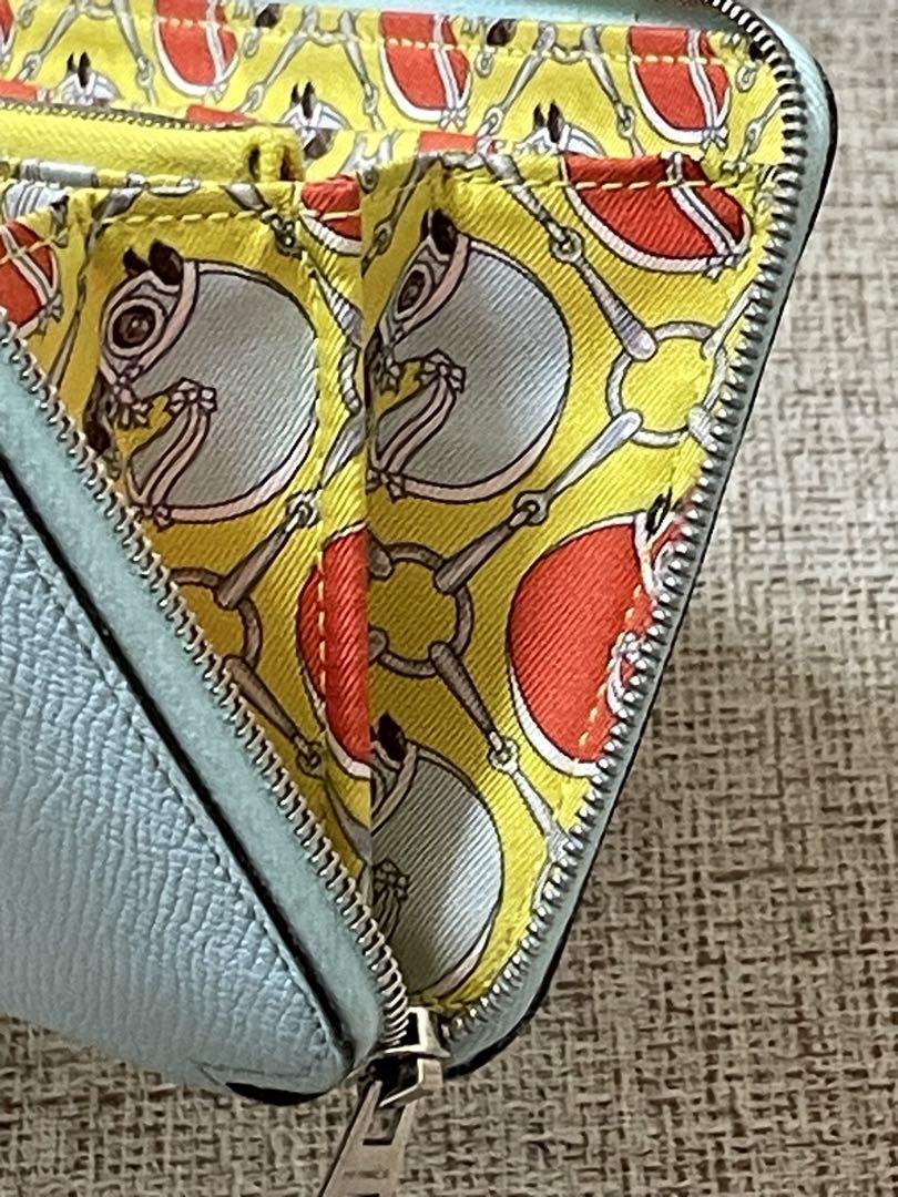 エルメス　アザップ　シルクイン　長財布　ブルーゼフィール