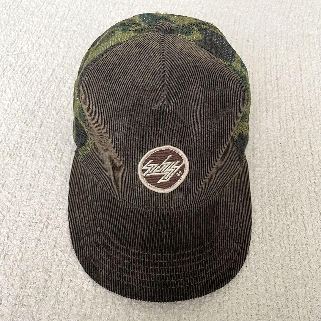 STUSSY 迷彩 コーデュロイ メッシュキャップ ブラウン カモフラ